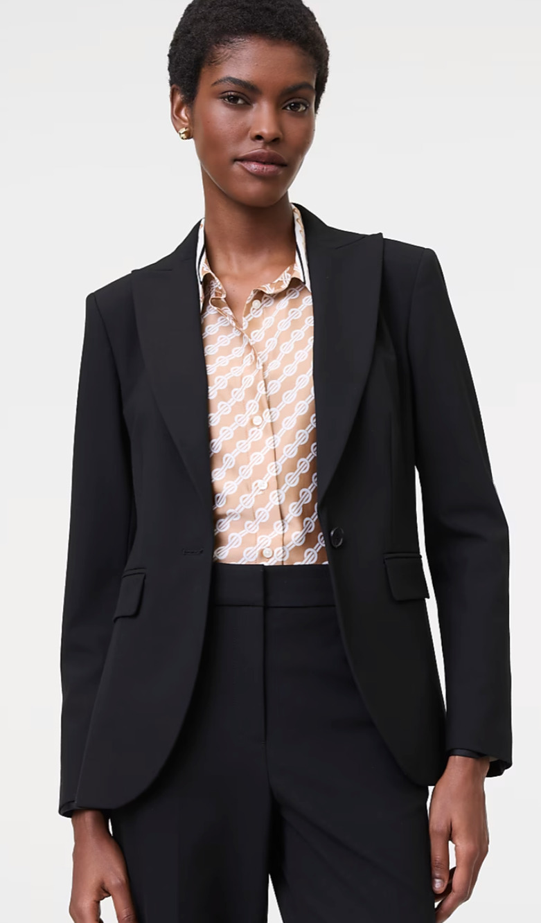 NWT ANN TAYLOR BLACK FITTED LONG SEASONLESS STRETCH BLAZER JACKET SZ 10